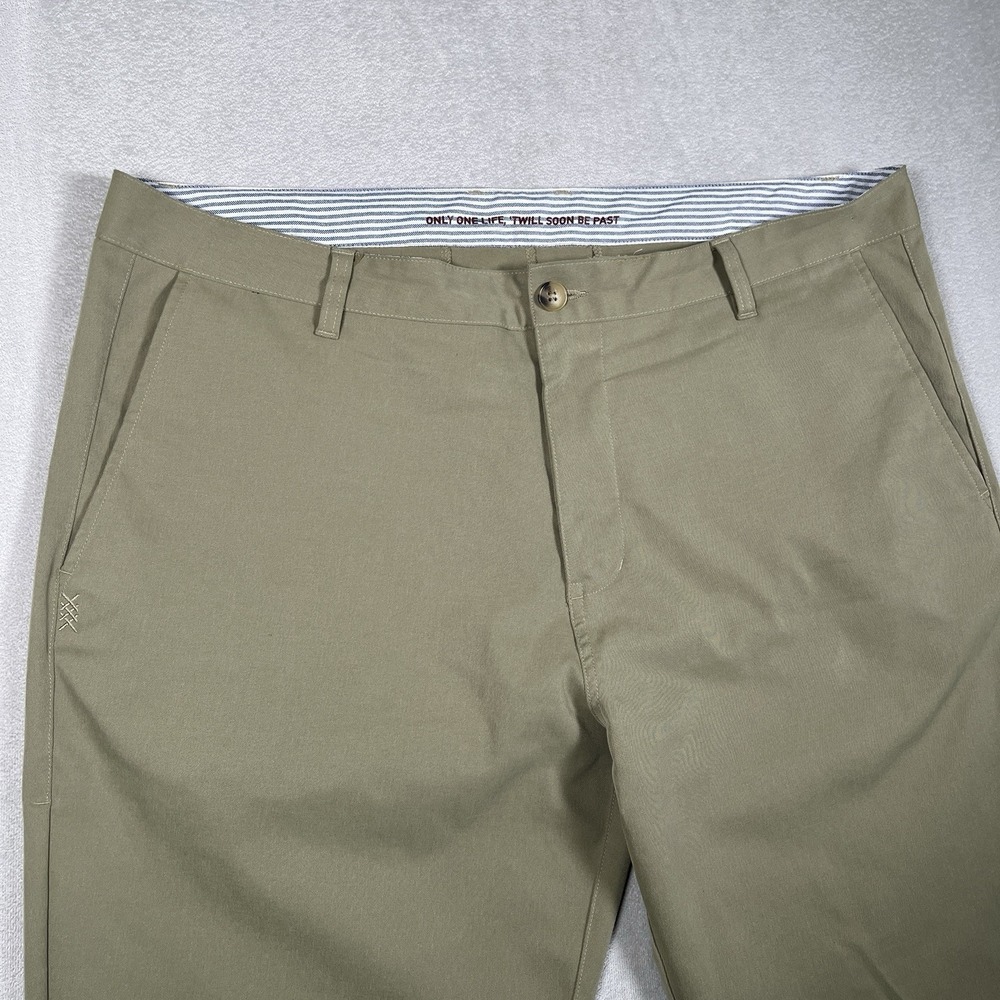 Rhone Commuter Tech Twill Performance Pants Men 38x33 Tan DWR Fabric Welt Pocket